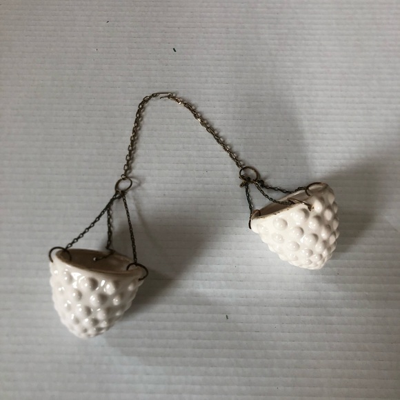 Vtg Ceramic Hanging Succulent Planters with Chain - Picture 1 of 11